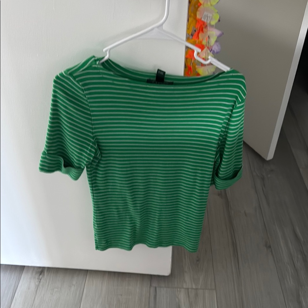 Lauren Ralph Lauren Green Fitted Ribbed Short Sleeve T-Shirt